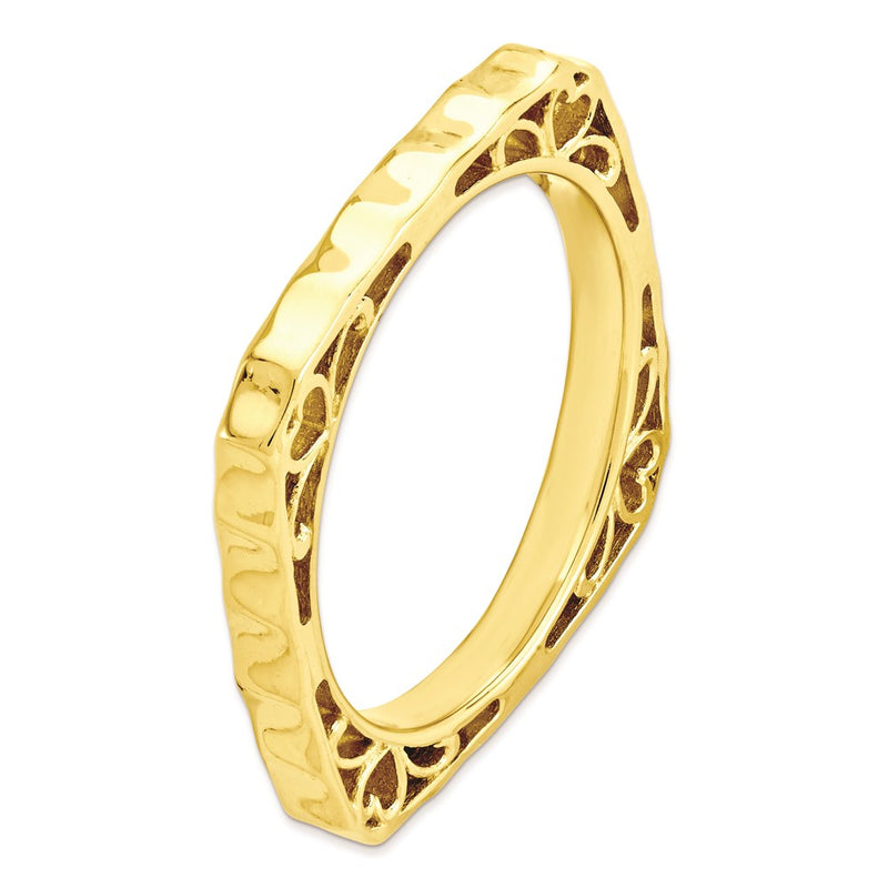 Sterling Silver Stackable Expressions Polished Gold Plate Square Ring