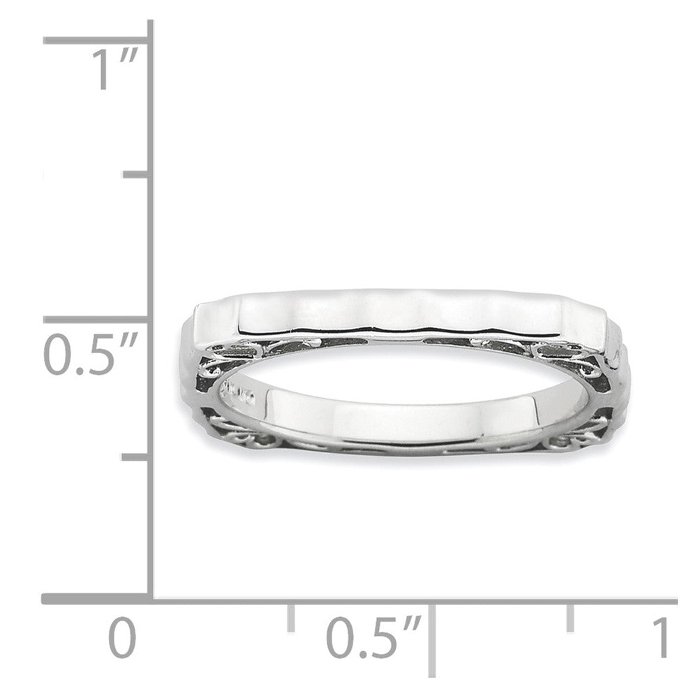 Sterling Silver Stackable Expressions Polished Rhodium Plate Square Ring