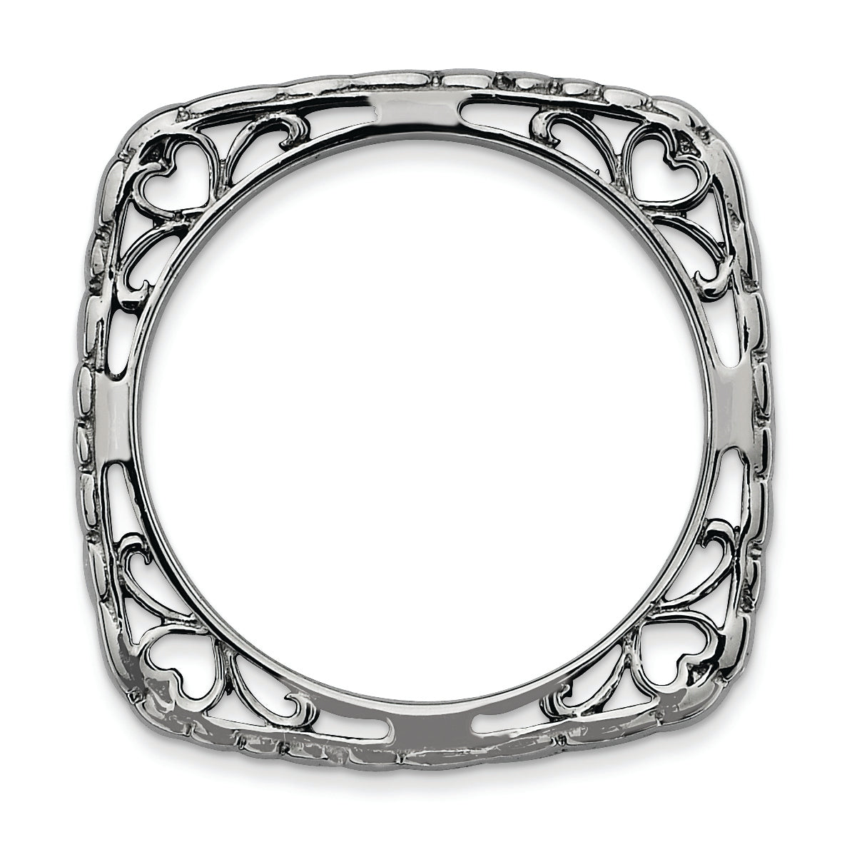 Sterling Silver Stackable Expressions Polished Black Plate Square Ring