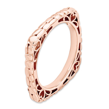 Sterling Silver Stackable Expressions Polished Pink Plate Square Ring