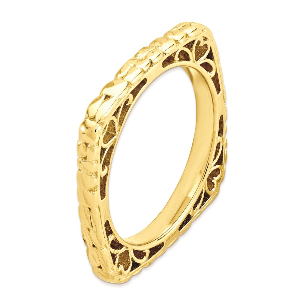 Sterling Silver Stackable Expressions Polished Gold Plate Square Ring