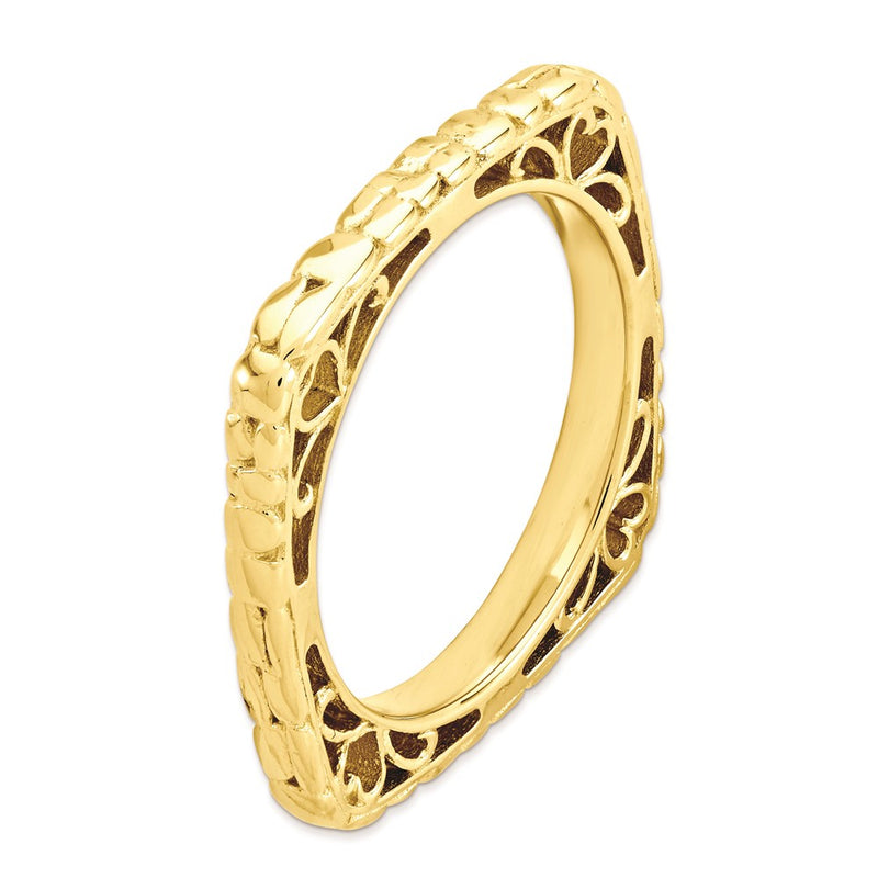 Sterling Silver Stackable Expressions Polished Gold Plate Square Ring