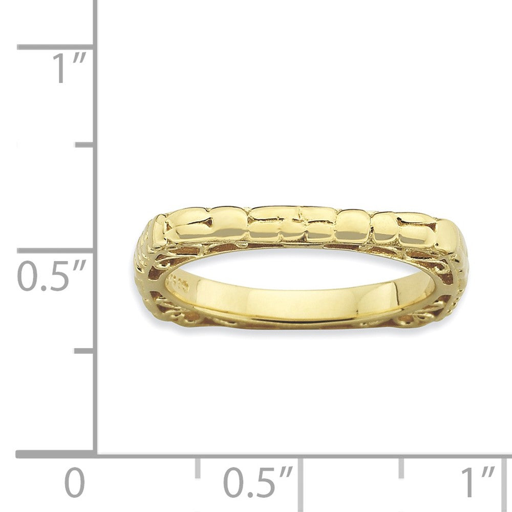 Sterling Silver Stackable Expressions Polished Gold Plate Square Ring