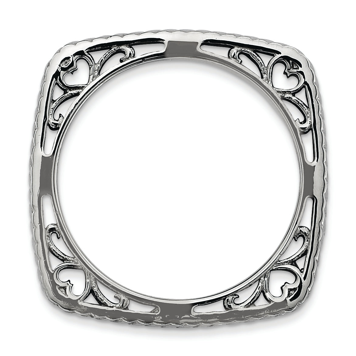 Sterling Silver Stackable Expressions Polished Black Plate Square Ring