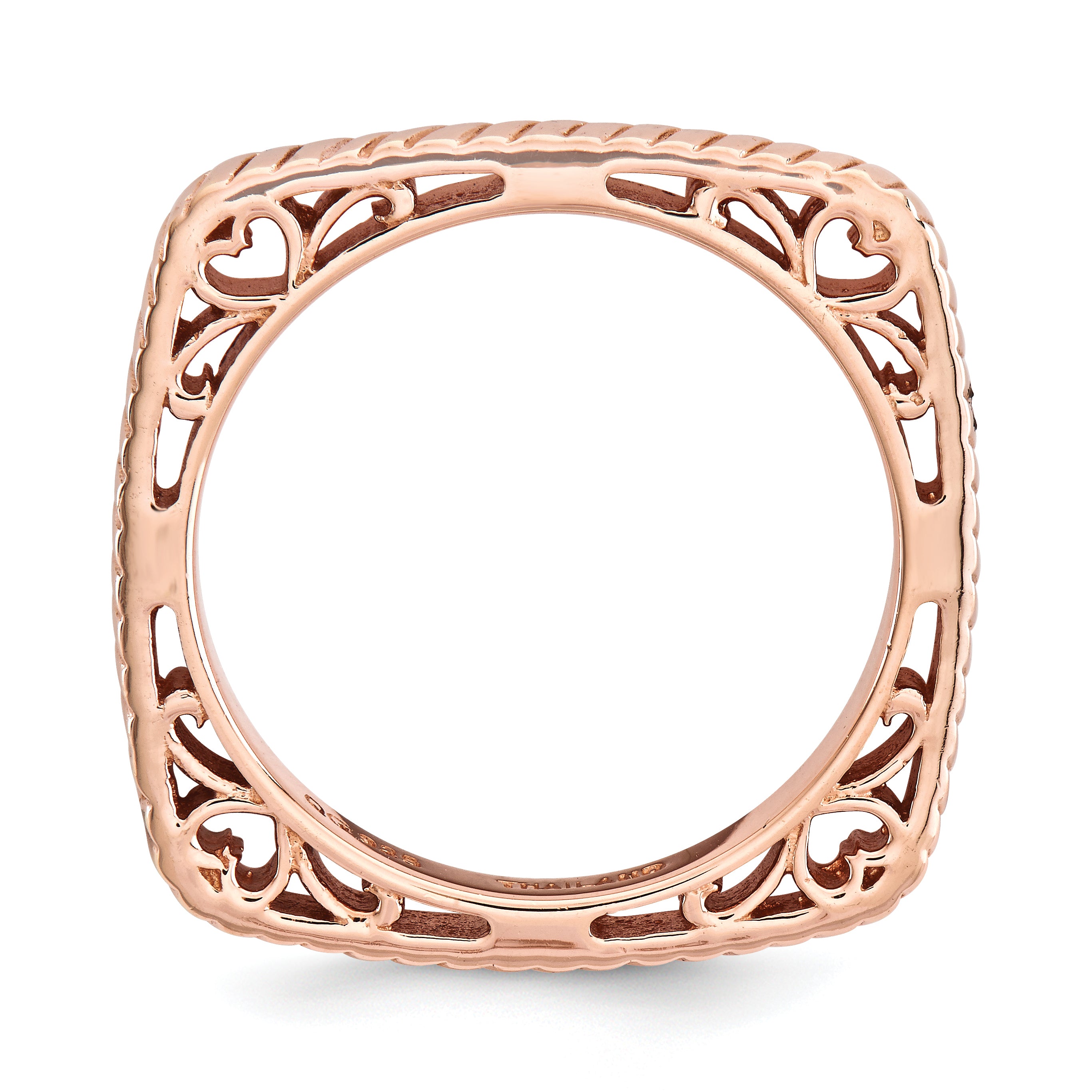 Sterling Silver Stackable Expressions Polished Pink Plate Square Ring