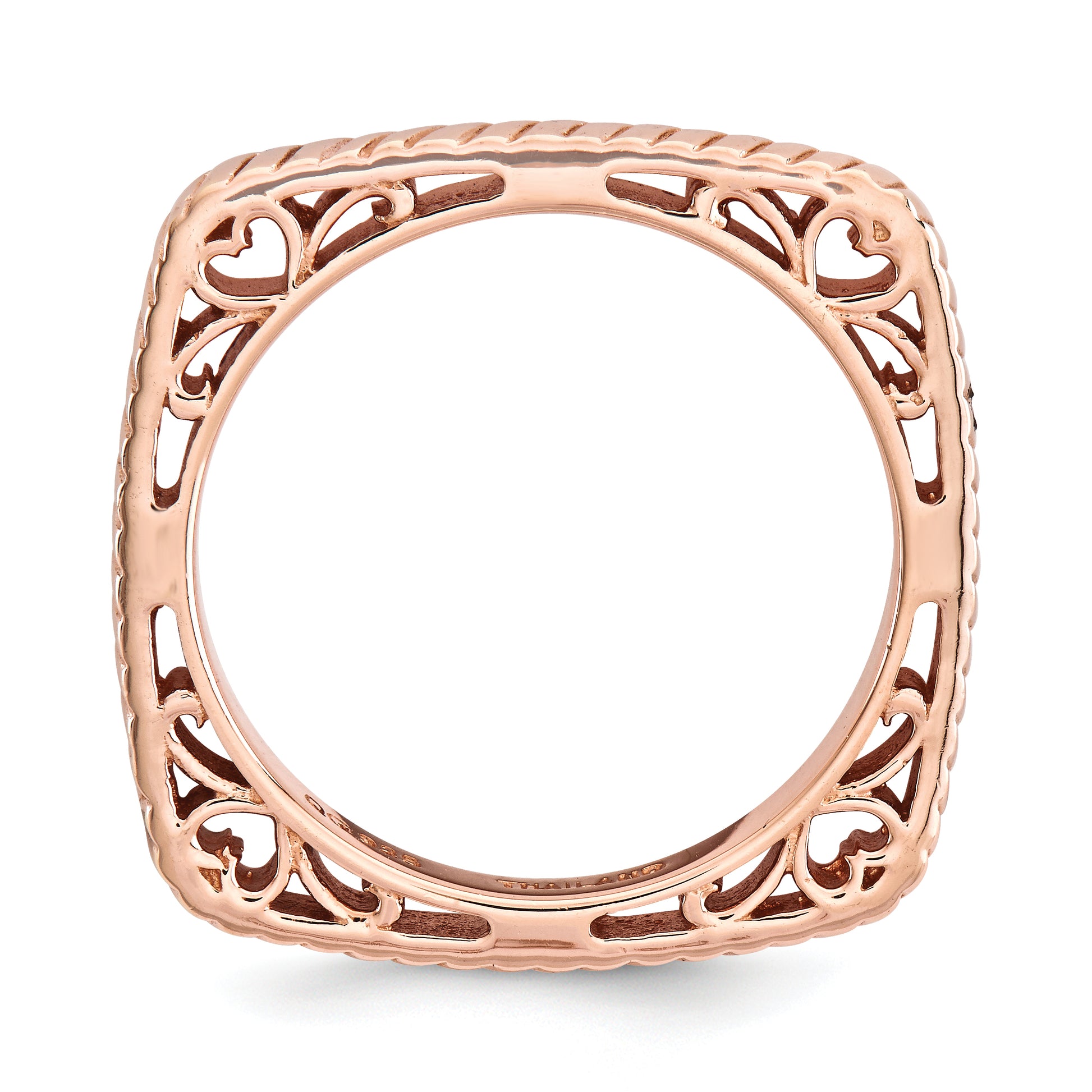Sterling Silver Stackable Expressions Polished Pink Plate Square Ring