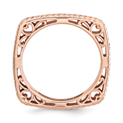 Sterling Silver Stackable Expressions Polished Pink Plate Square Ring