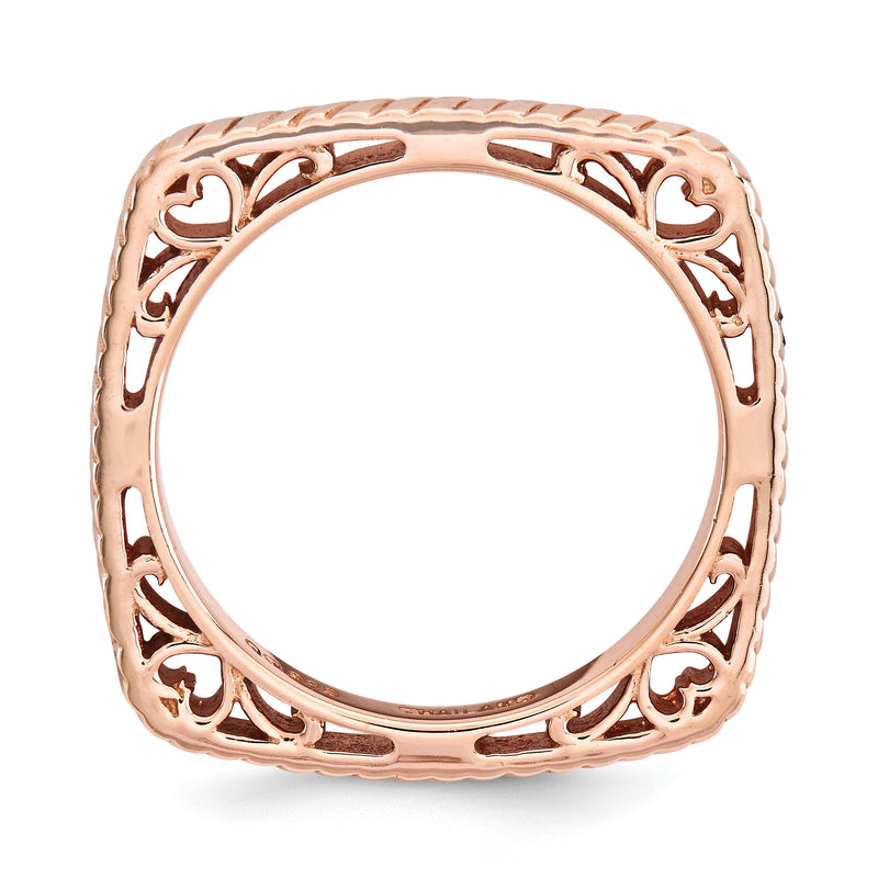Sterling Silver Stackable Expressions Polished Pink Plate Square Ring