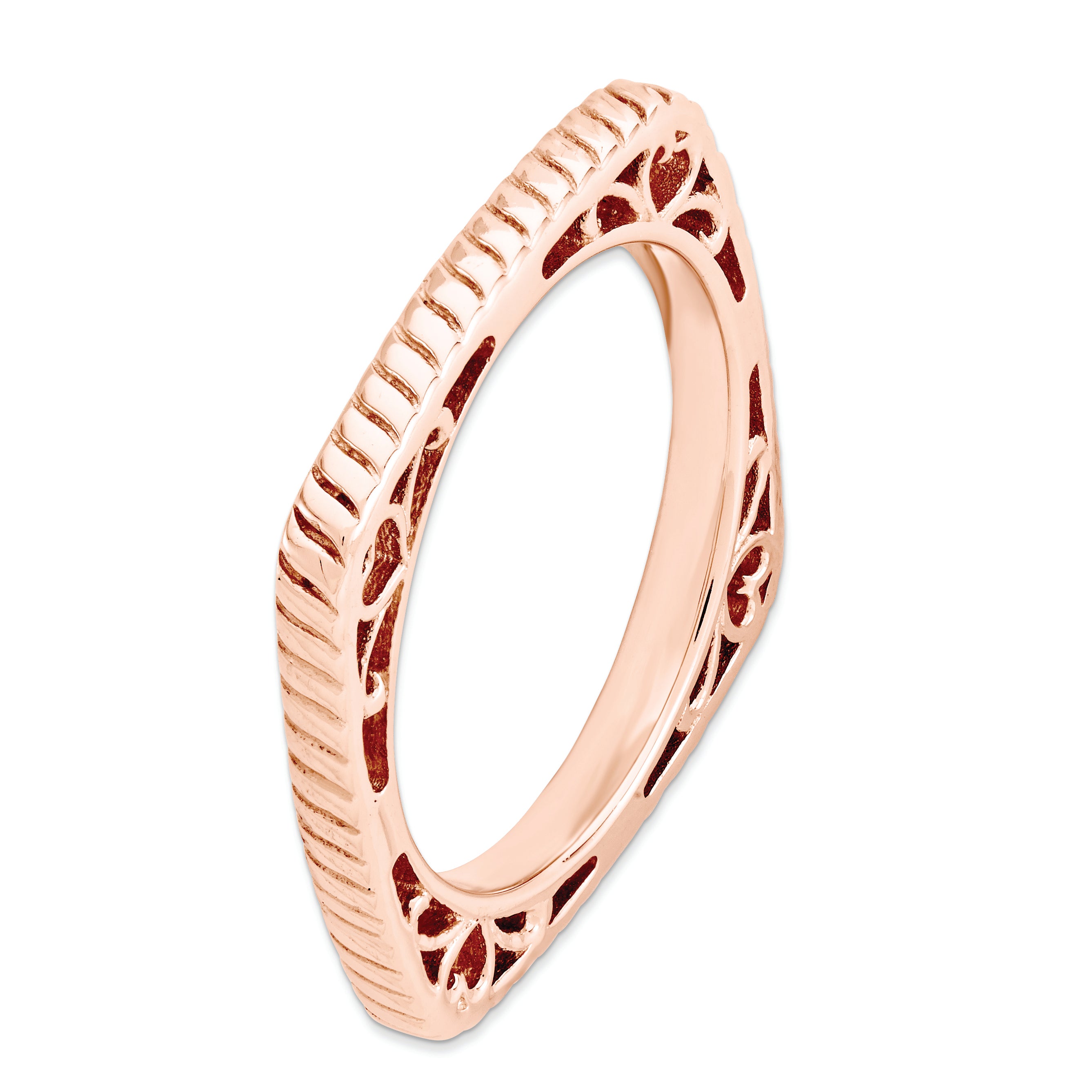 Sterling Silver Stackable Expressions Polished Pink Plate Square Ring
