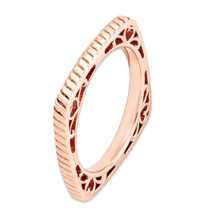 Sterling Silver Stackable Expressions Polished Pink Plate Square Ring
