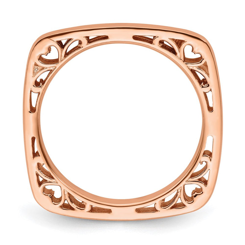 Sterling Silver Stackable Expressions Polished Pink Plated Square Ring