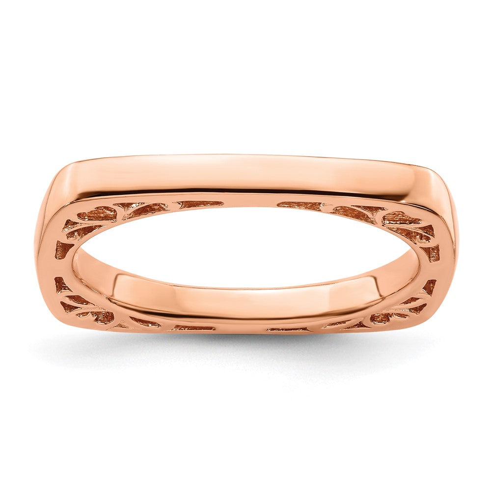 Sterling Silver Stackable Expressions Polished Pink Plated Square Ring