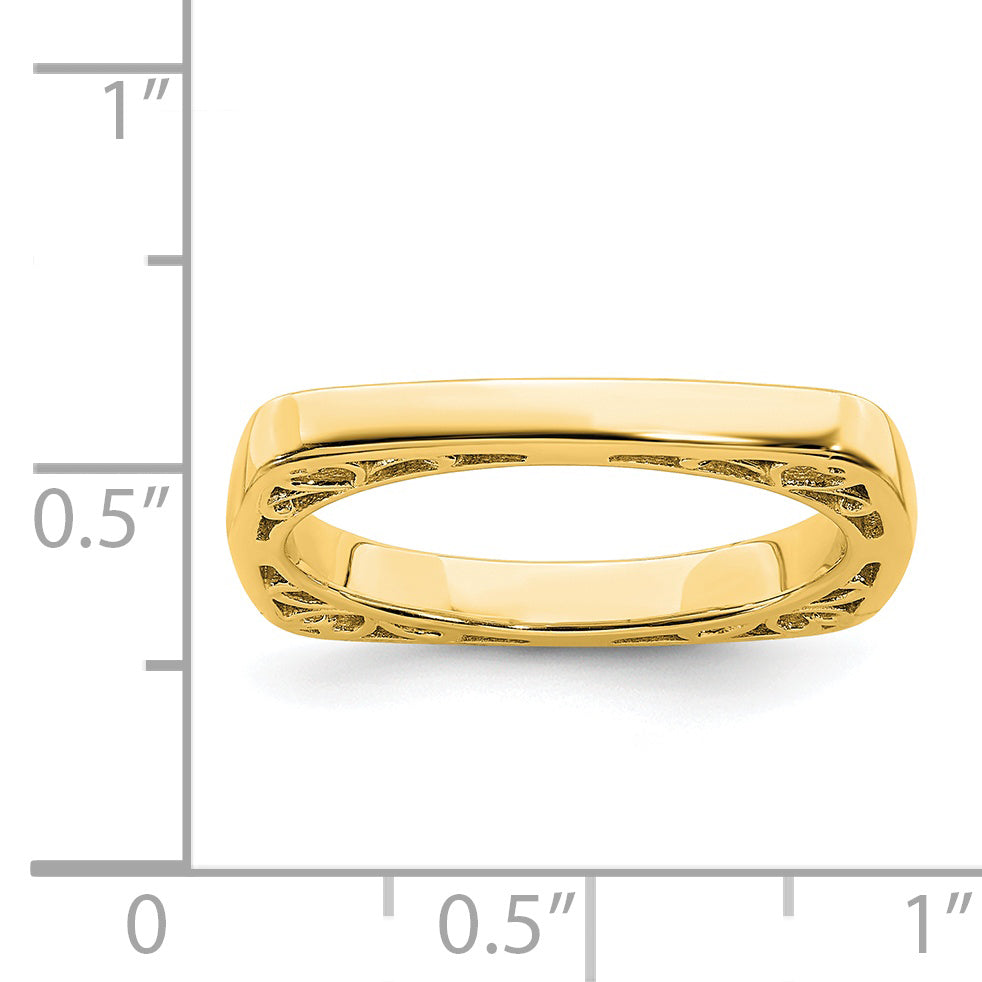 Sterling Silver Stackable Expressions Polished Gold Plated Square Ring