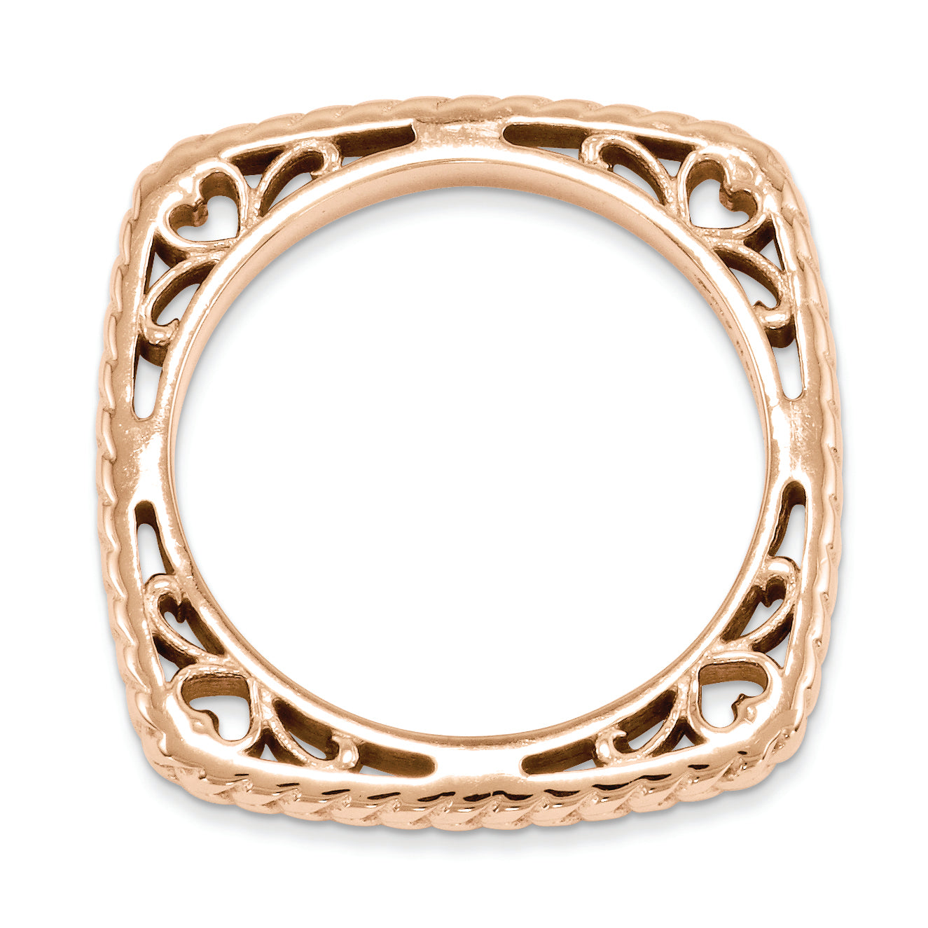 Sterling Silver Stackable Expressions Polished Pink Plate Square Ring