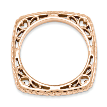 Sterling Silver Stackable Expressions Polished Pink Plate Square Ring