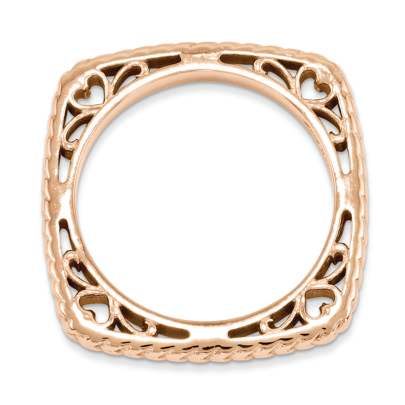 Sterling Silver Stackable Expressions Polished Pink Plate Square Ring