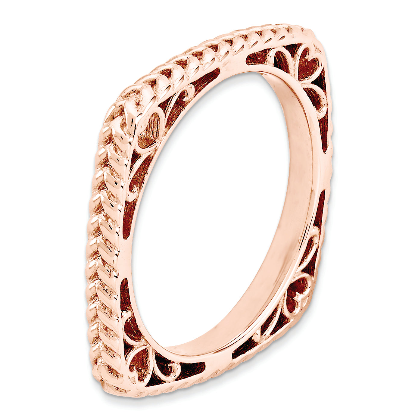 Sterling Silver Stackable Expressions Polished Pink Plate Square Ring