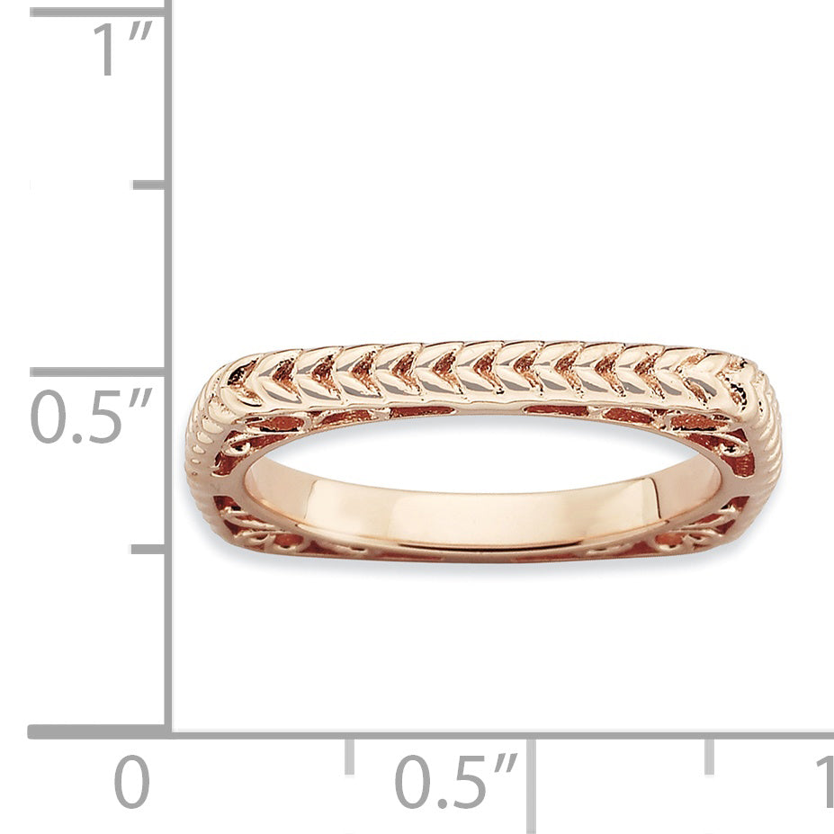Sterling Silver Stackable Expressions Polished Pink Plate Square Ring