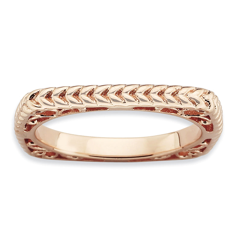 Sterling Silver Stackable Expressions Polished Pink Plate Square Ring
