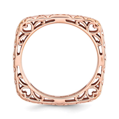 Sterling Silver Stackable Expressions Polished Pink Plate Square Ring (Size 7 Only)