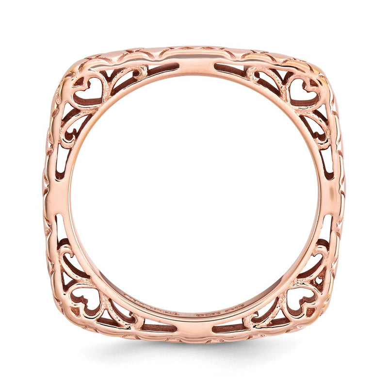 Sterling Silver Stackable Expressions Polished Pink Plate Square Ring (Size 7 Only)