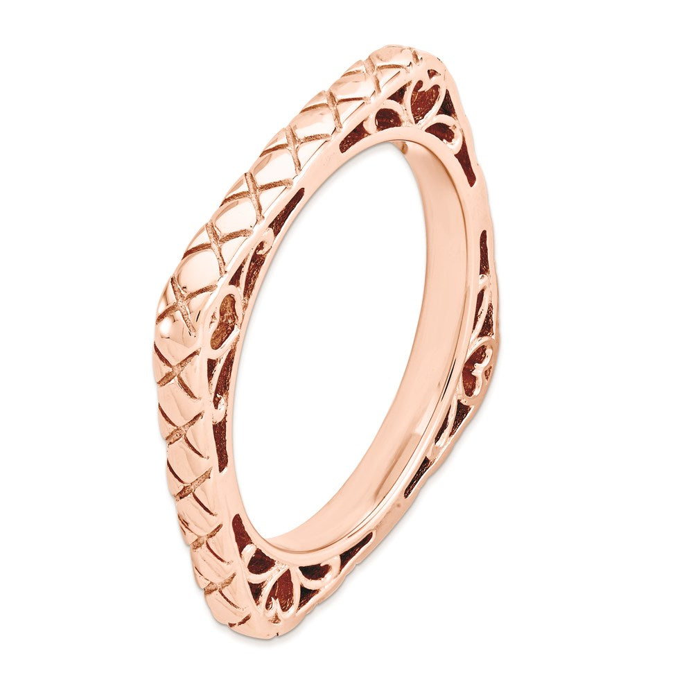 Sterling Silver Stackable Expressions Polished Pink Plate Square Ring (Size 7 Only)