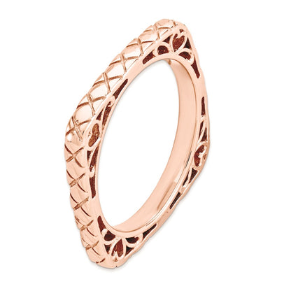 Sterling Silver Stackable Expressions Polished Pink Plate Square Ring (Size 7 Only)