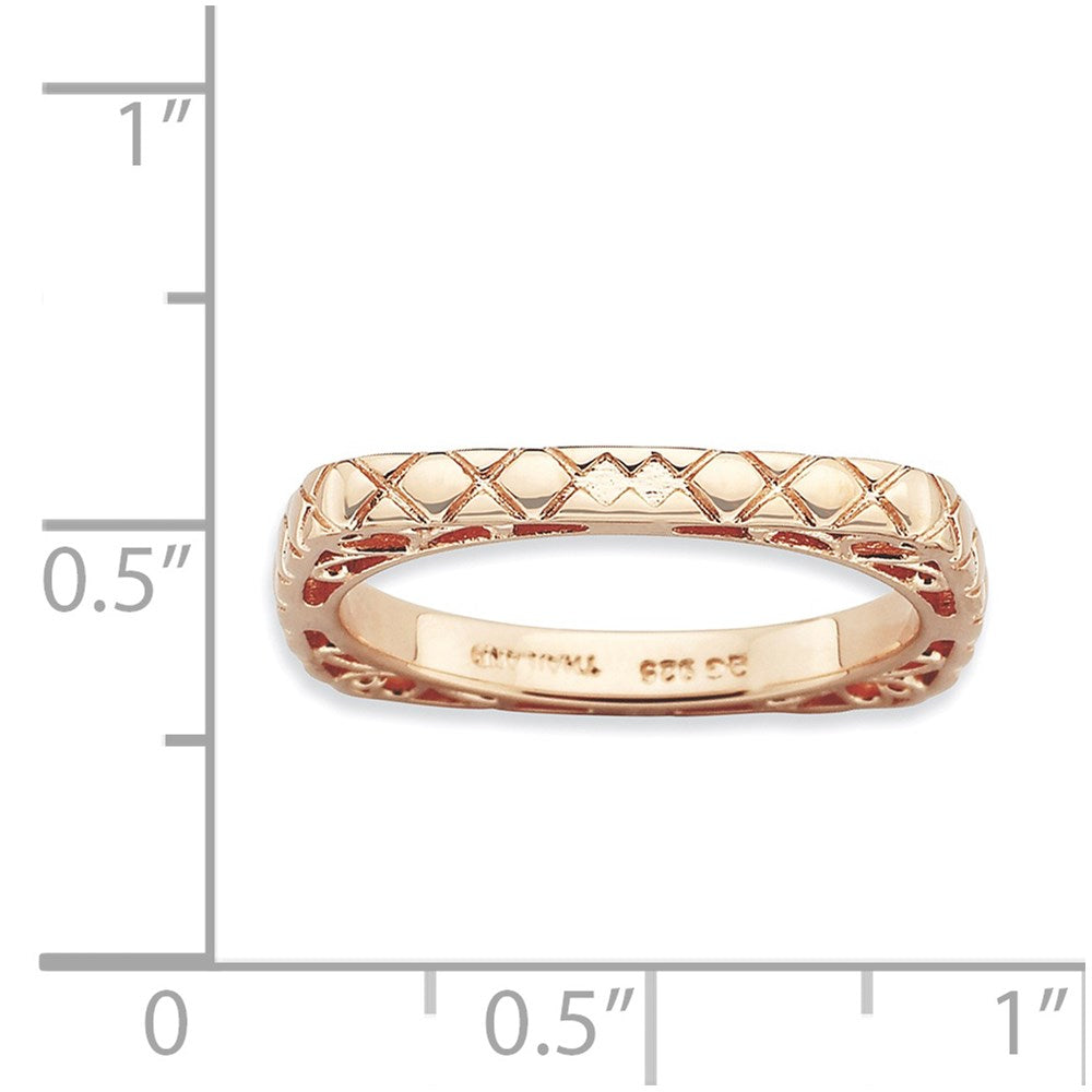 Sterling Silver Stackable Expressions Polished Pink Plate Square Ring (Size 7 Only)