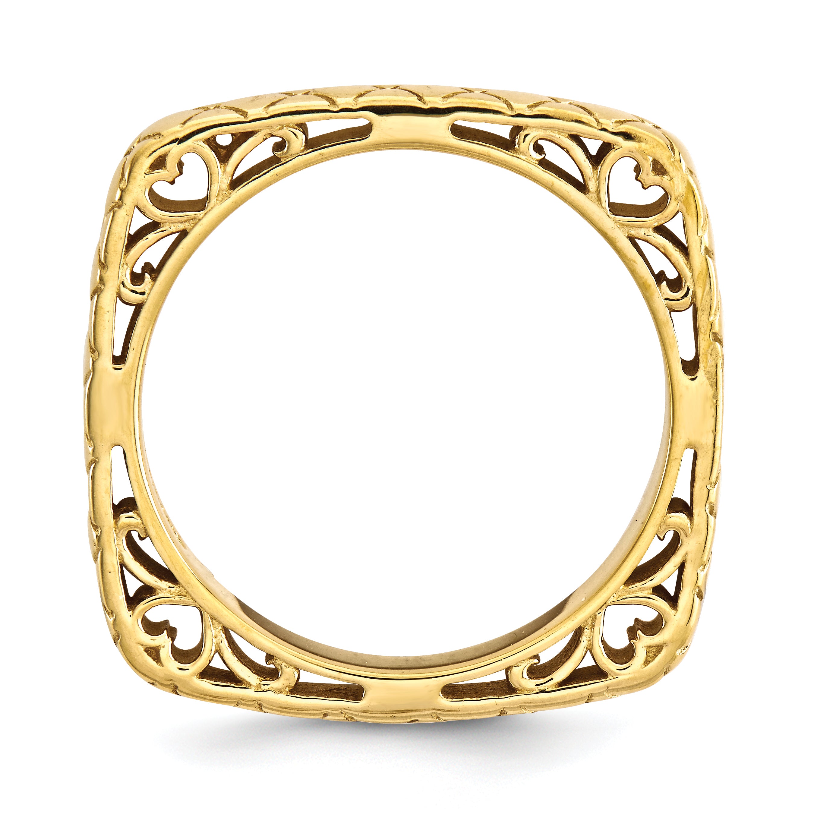 Sterling Silver Stackable Expressions Polished Gold Plate Square Ring