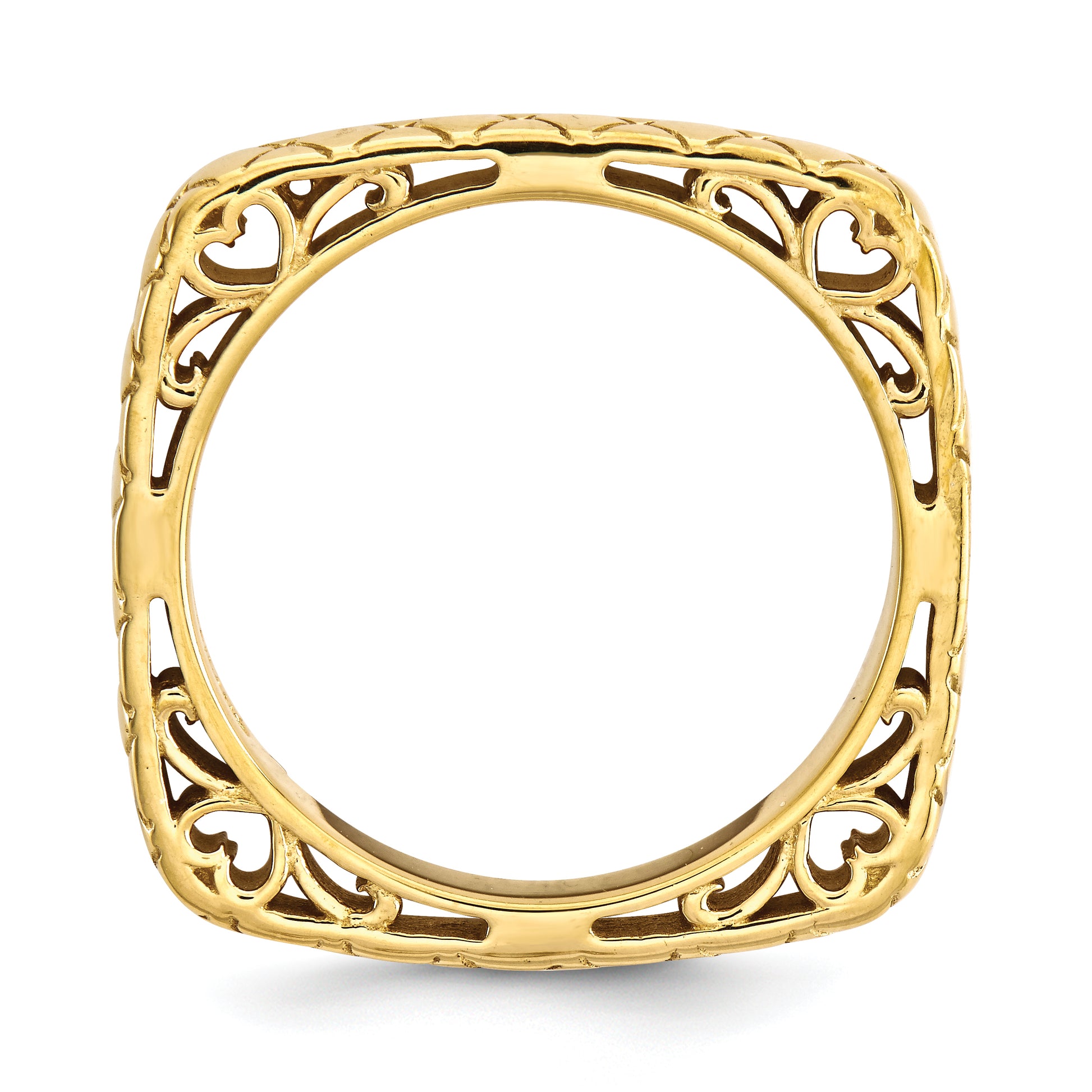 Sterling Silver Stackable Expressions Polished Gold Plate Square Ring