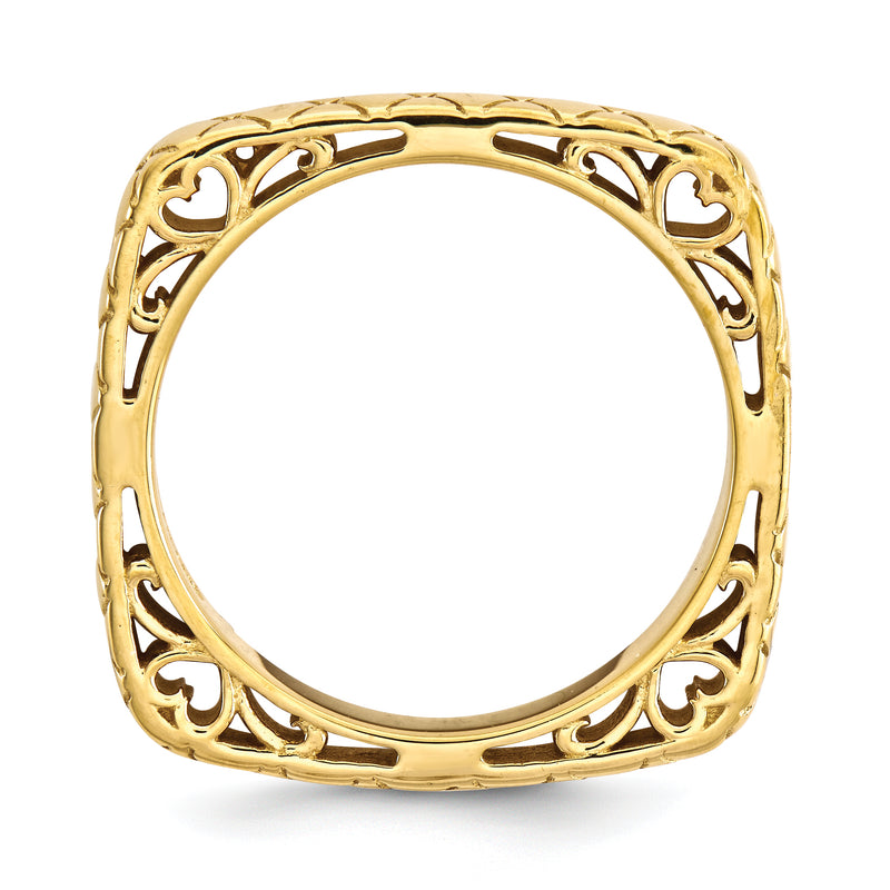 Sterling Silver Stackable Expressions Polished Gold Plate Square Ring