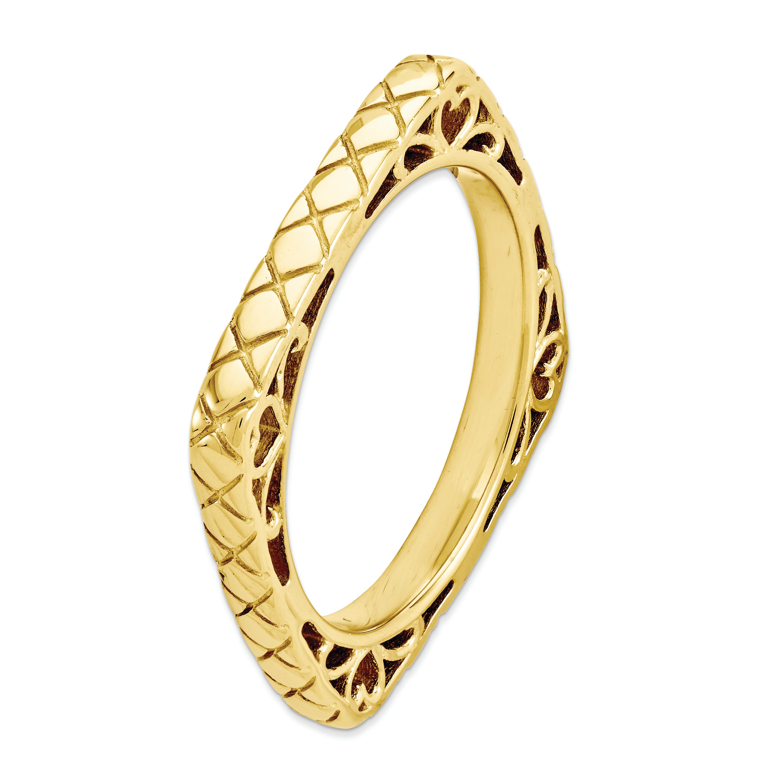 Sterling Silver Stackable Expressions Polished Gold Plate Square Ring