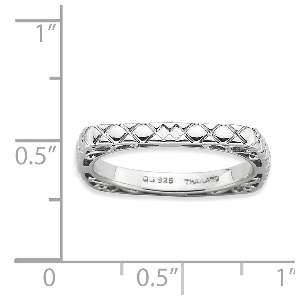 Sterling Silver Stackable Expressions Polished Rhodium Plate Square Ring