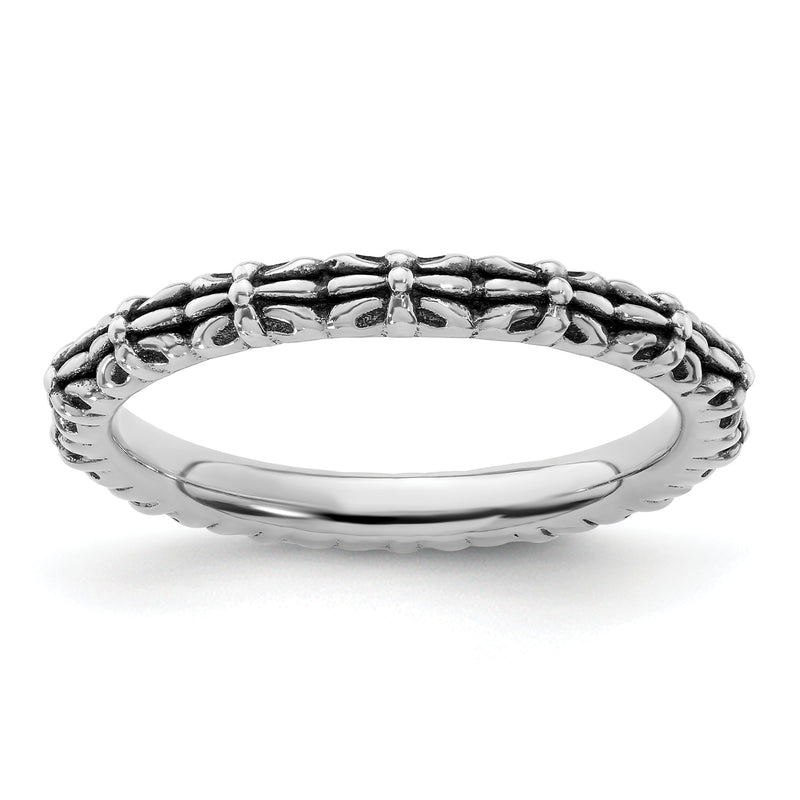 Sterling Silver Stackable Expressions Antiqued Ring