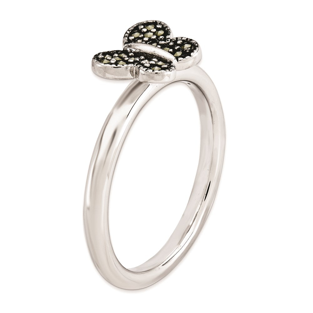 Sterling Silver Stackable Expressions Marcasite Butterfly Ring