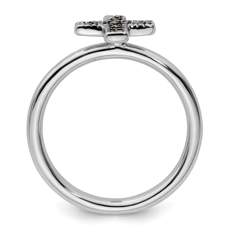 Sterling Silver Stackable Expressions Marcasite Cross Ring