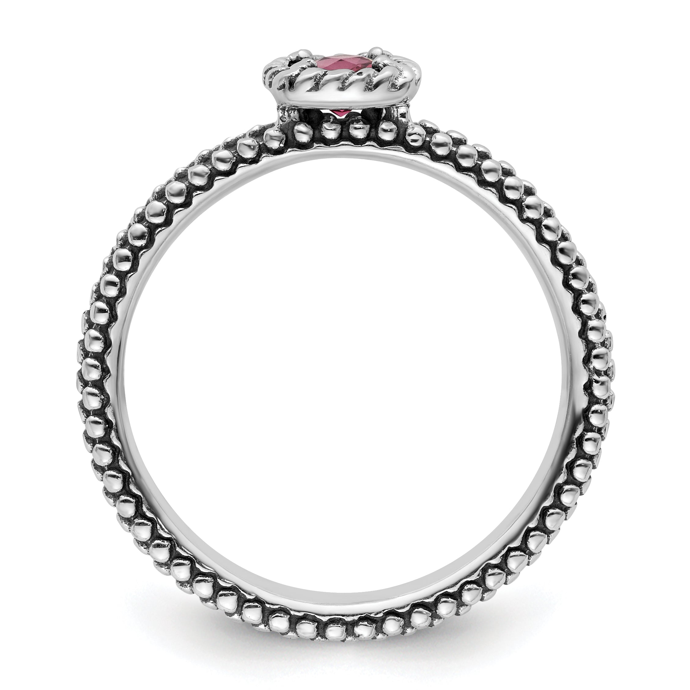 Sterling Silver Stackable Expressions Checker Cut Pink Tourmaline Ring