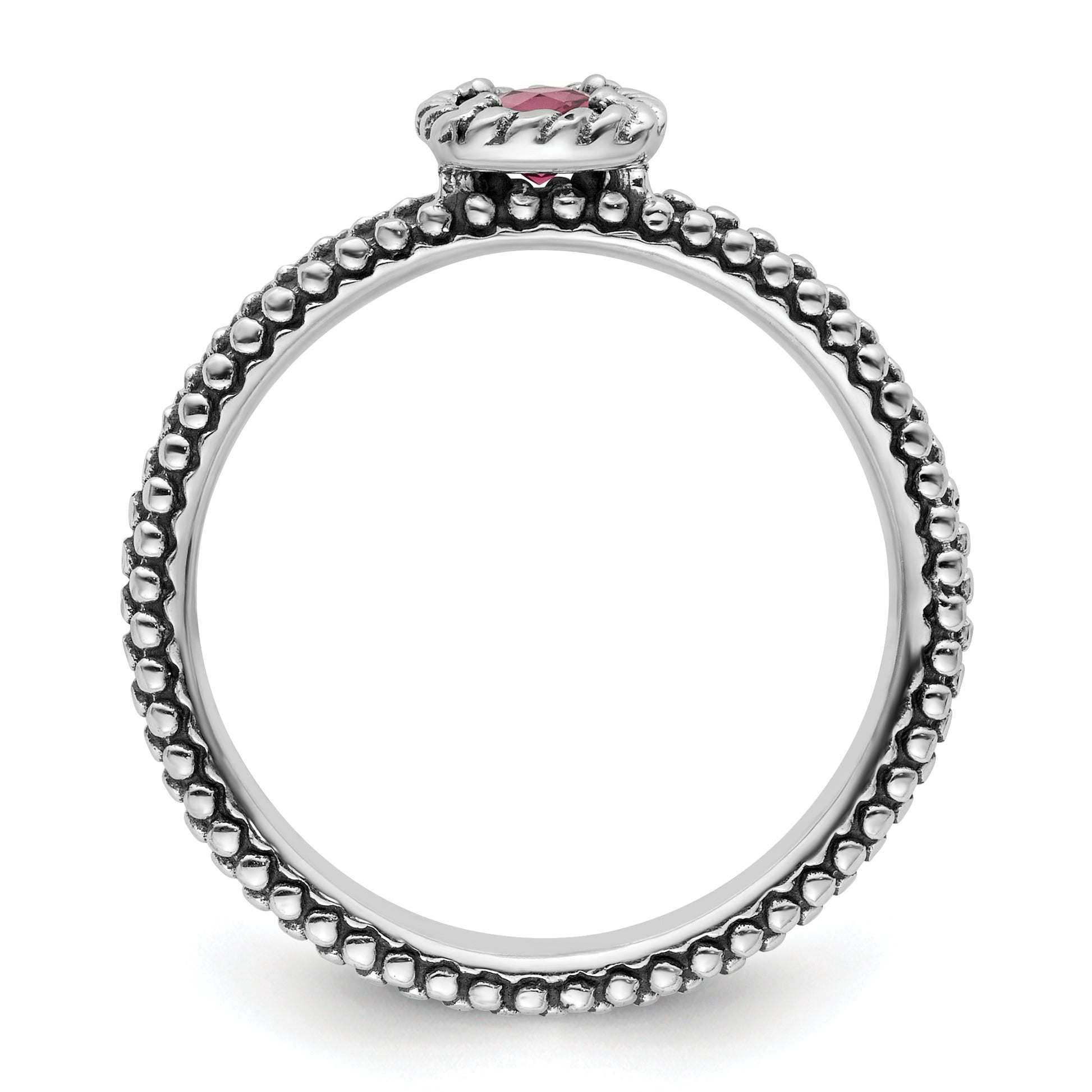 Sterling Silver Stackable Expressions Checker Cut Pink Tourmaline Ring