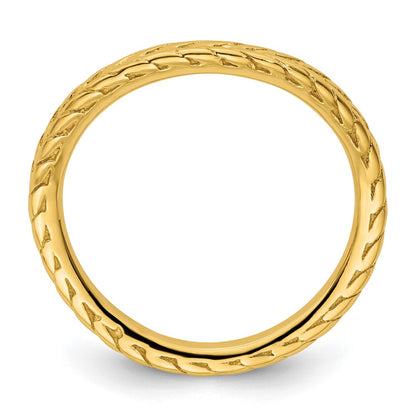 Sterling Silver Stackable Expressions Polished Gold Plated Wave Ring