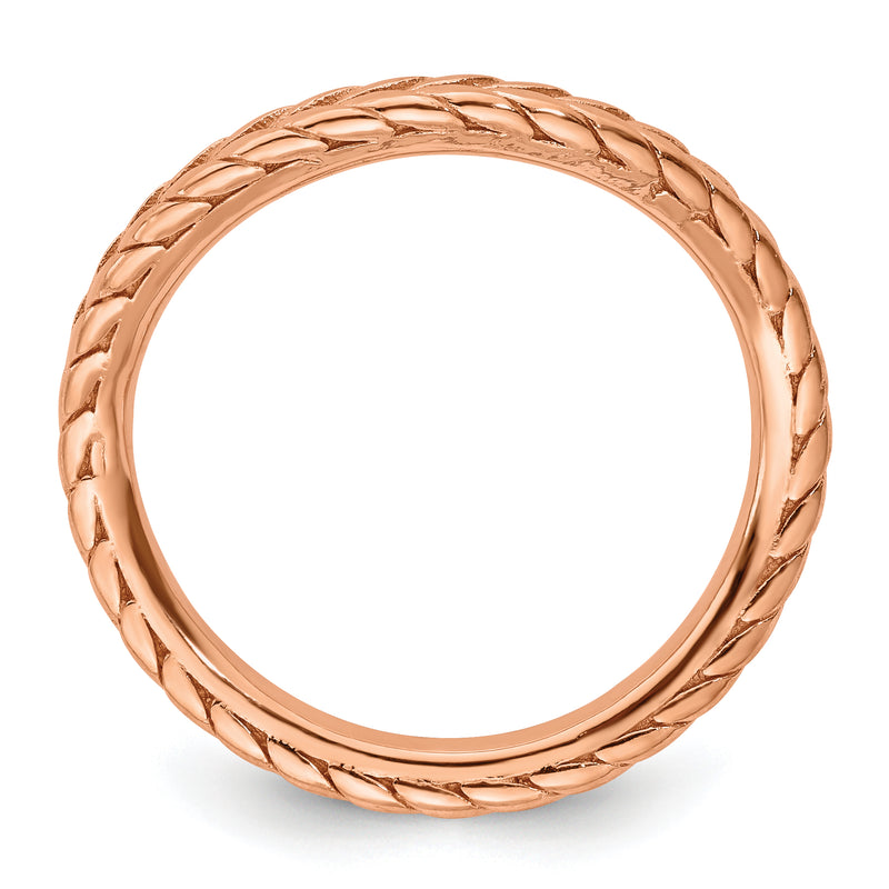 Sterling Silver Stackable Expressions Polished Pink Plated Wave Ring