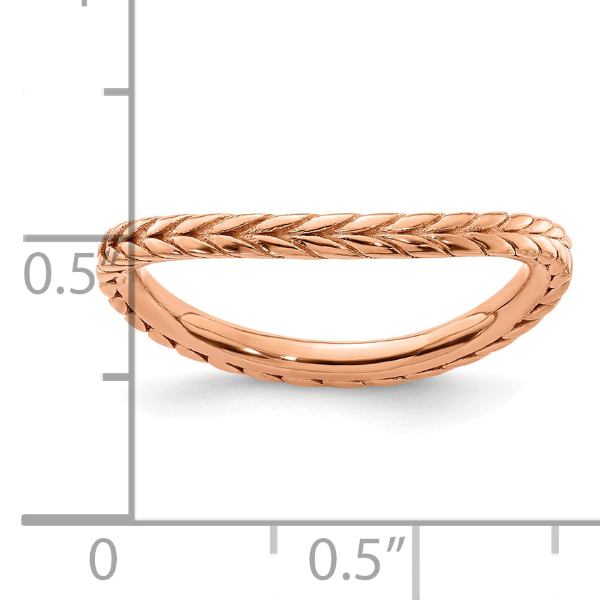 Sterling Silver Stackable Expressions Polished Pink Plated Wave Ring