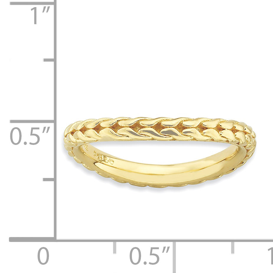 Sterling Silver Stackable Expressions Polished Gold Plated Wave Ring