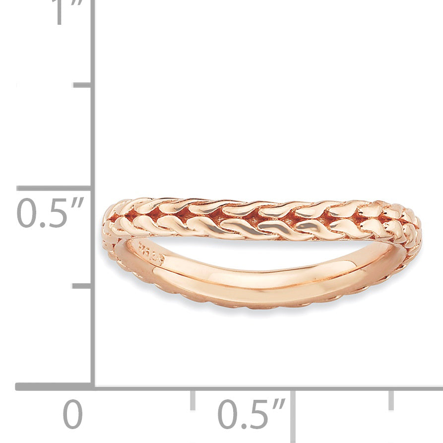 Sterling Silver Stackable Expressions Polished Pink Plated Wave Ring