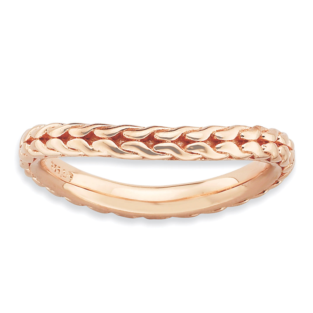 Sterling Silver Stackable Expressions Polished Pink Plated Wave Ring
