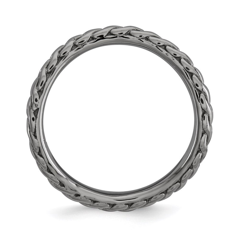 Sterling Silver Stackable Expressions Polished Black Plated Wave Ring