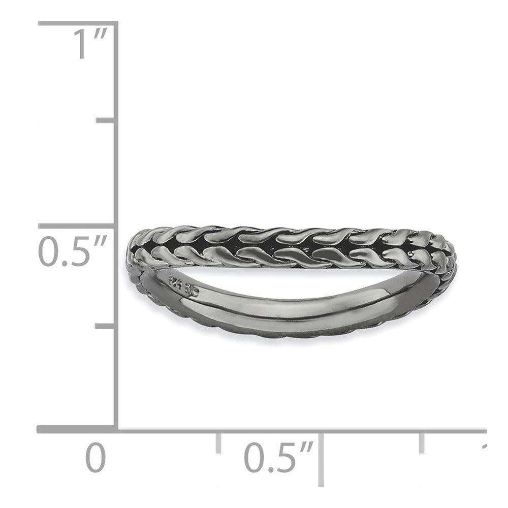 Sterling Silver Stackable Expressions Polished Black Plated Wave Ring