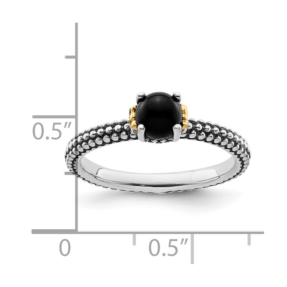 14K/Silver Two Tone Sterling Silver & 14K Stackable Expressions Onyx Antiqued Ring