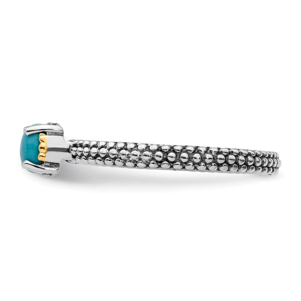 14K/Silver Two Tone Sterling Silver & 14K Stackable Expressions Turquoise Antiqued Ring