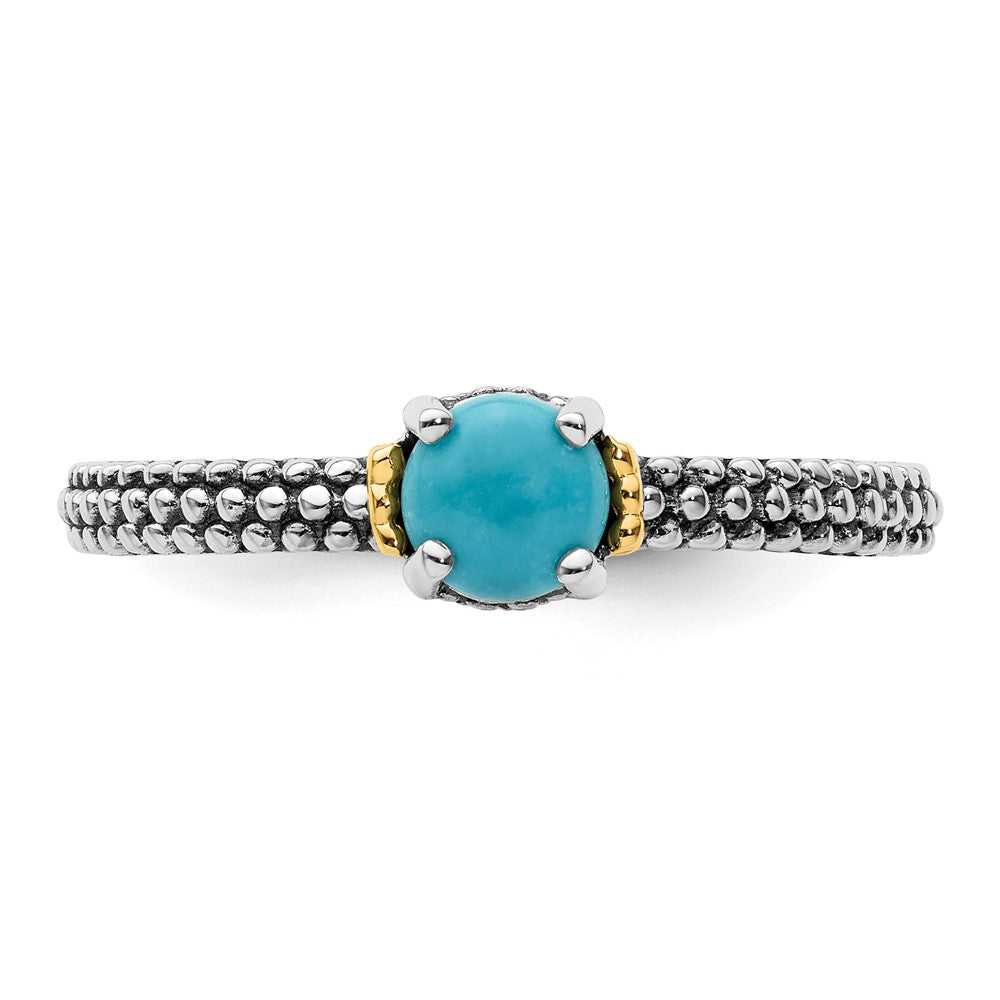 14K/Silver Two Tone Sterling Silver & 14K Stackable Expressions Turquoise Antiqued Ring