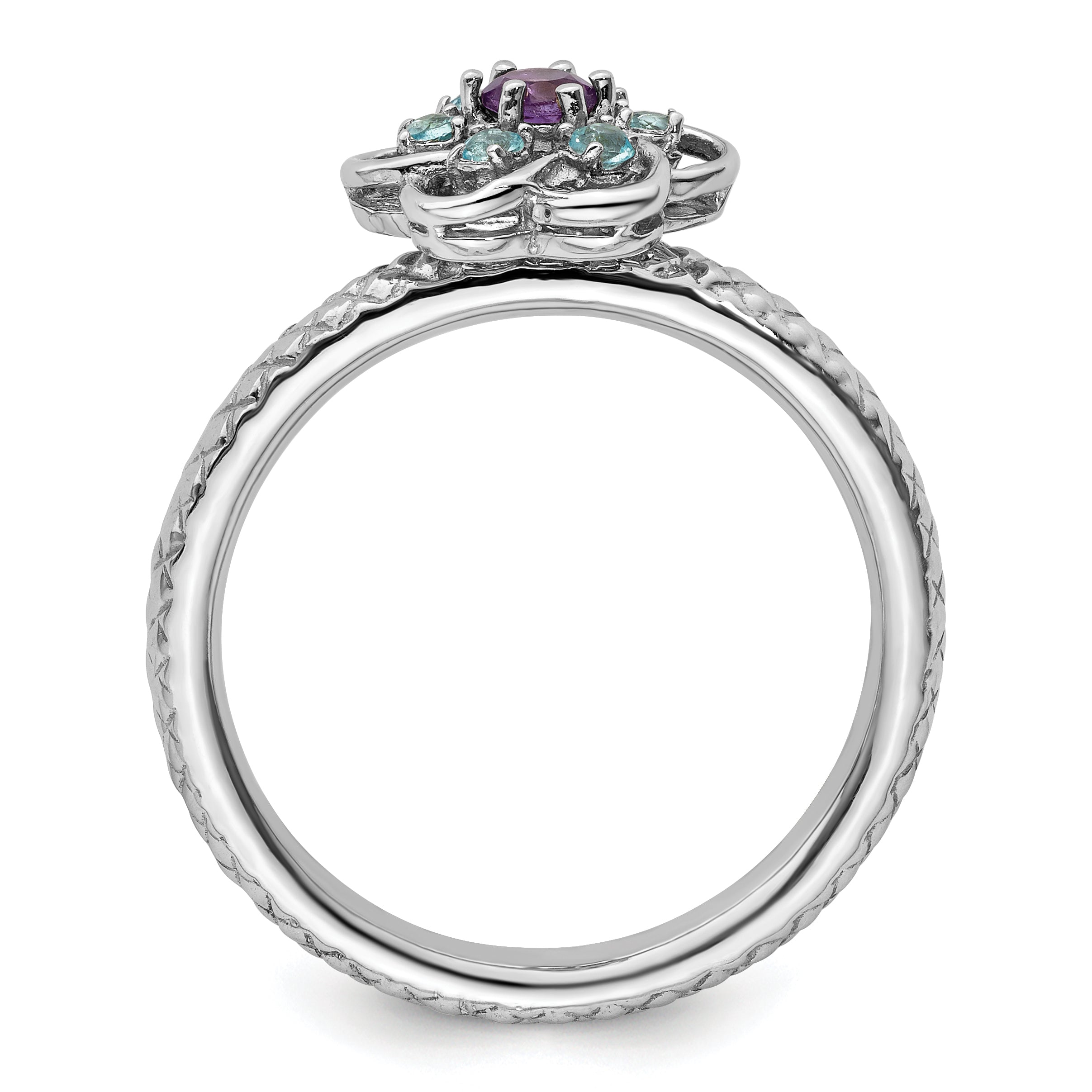 Sterling Silver Stackable Expressions Amethyst & Blue Topaz Ring